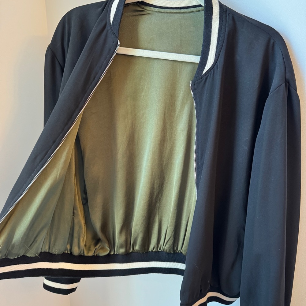 Zara Basic Black Jacket With White Trim - image 7